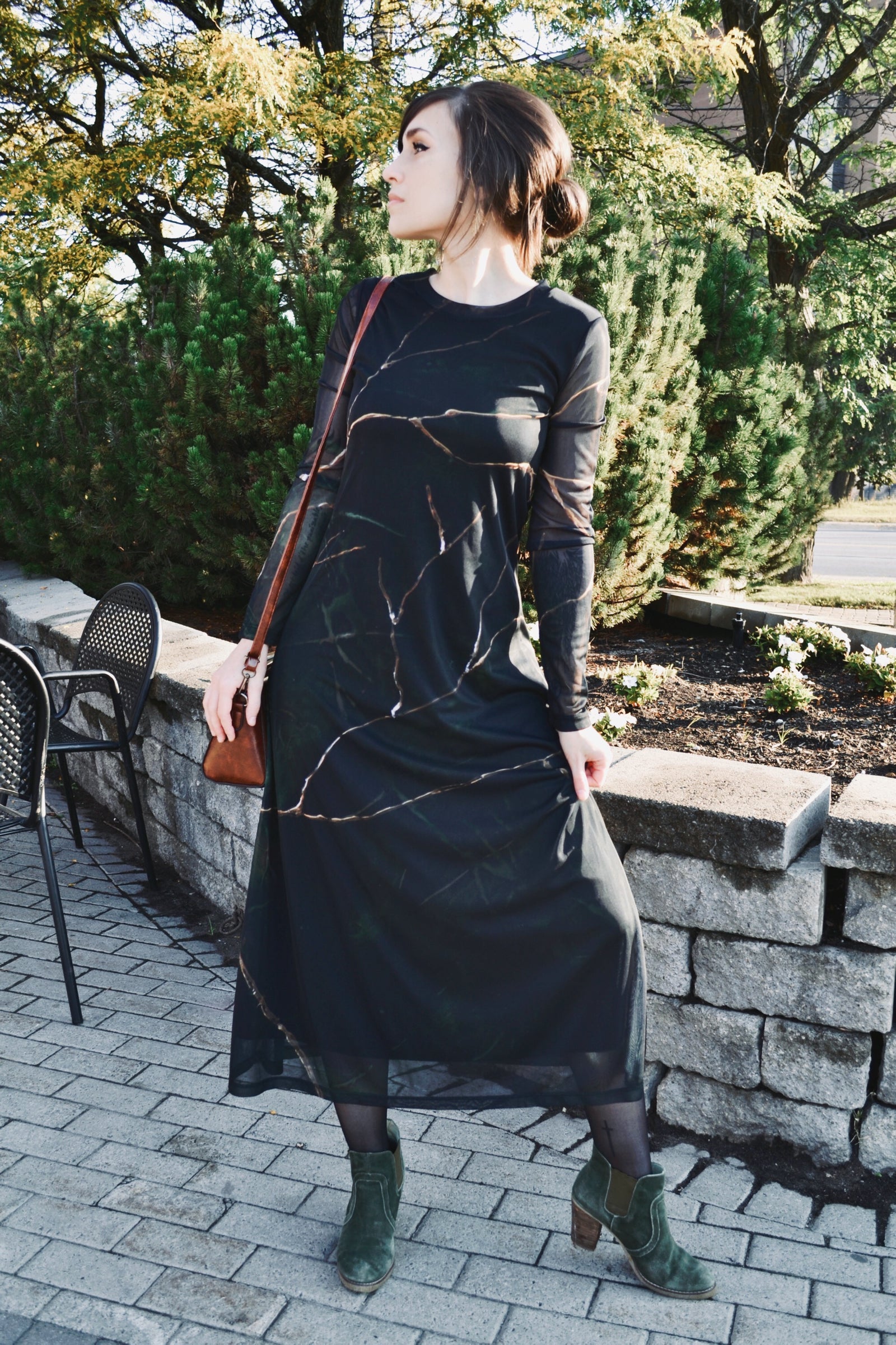 Long Sleeve Mesh Maxi Dress