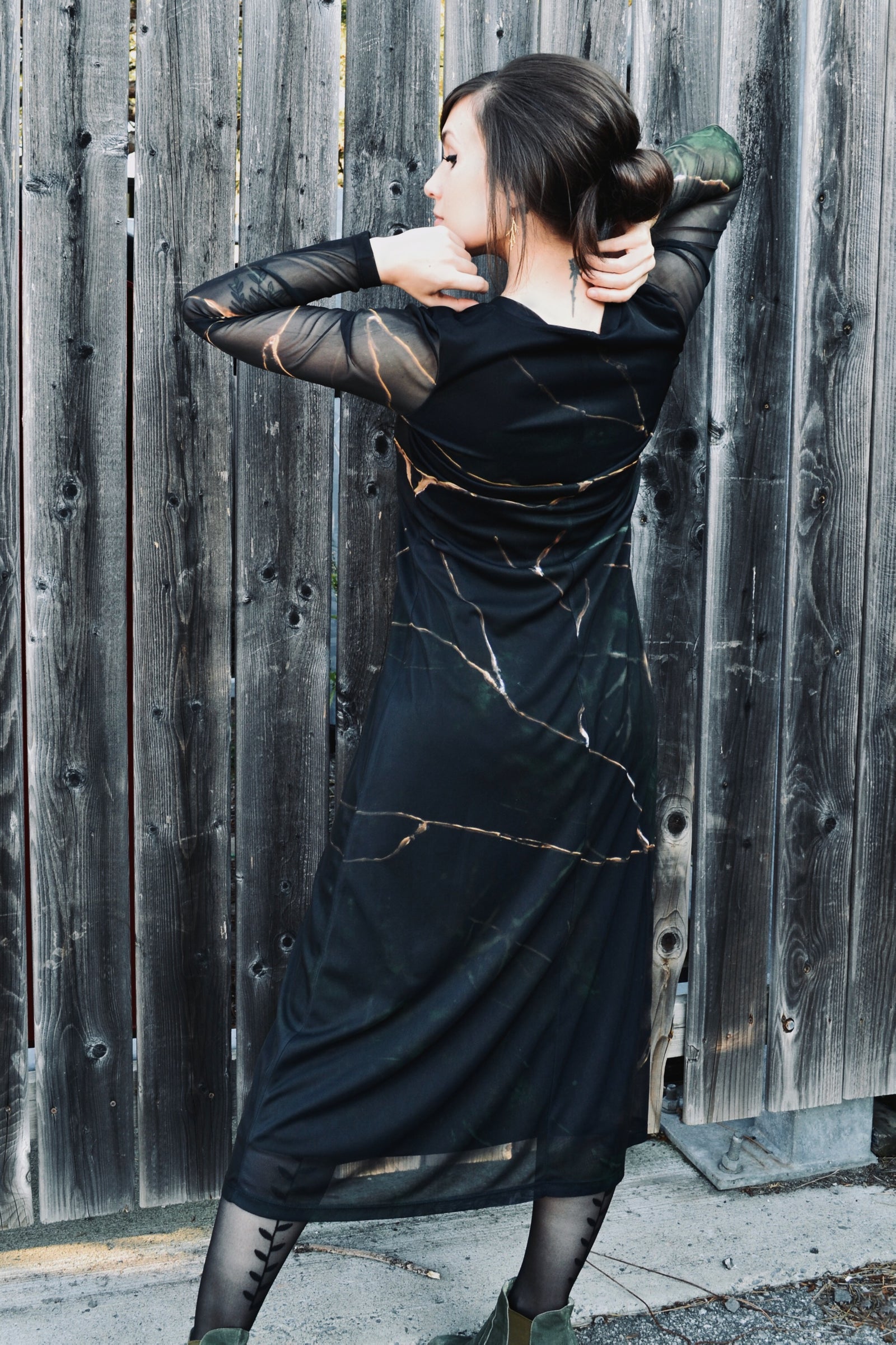 Long Sleeve Mesh Maxi Dress