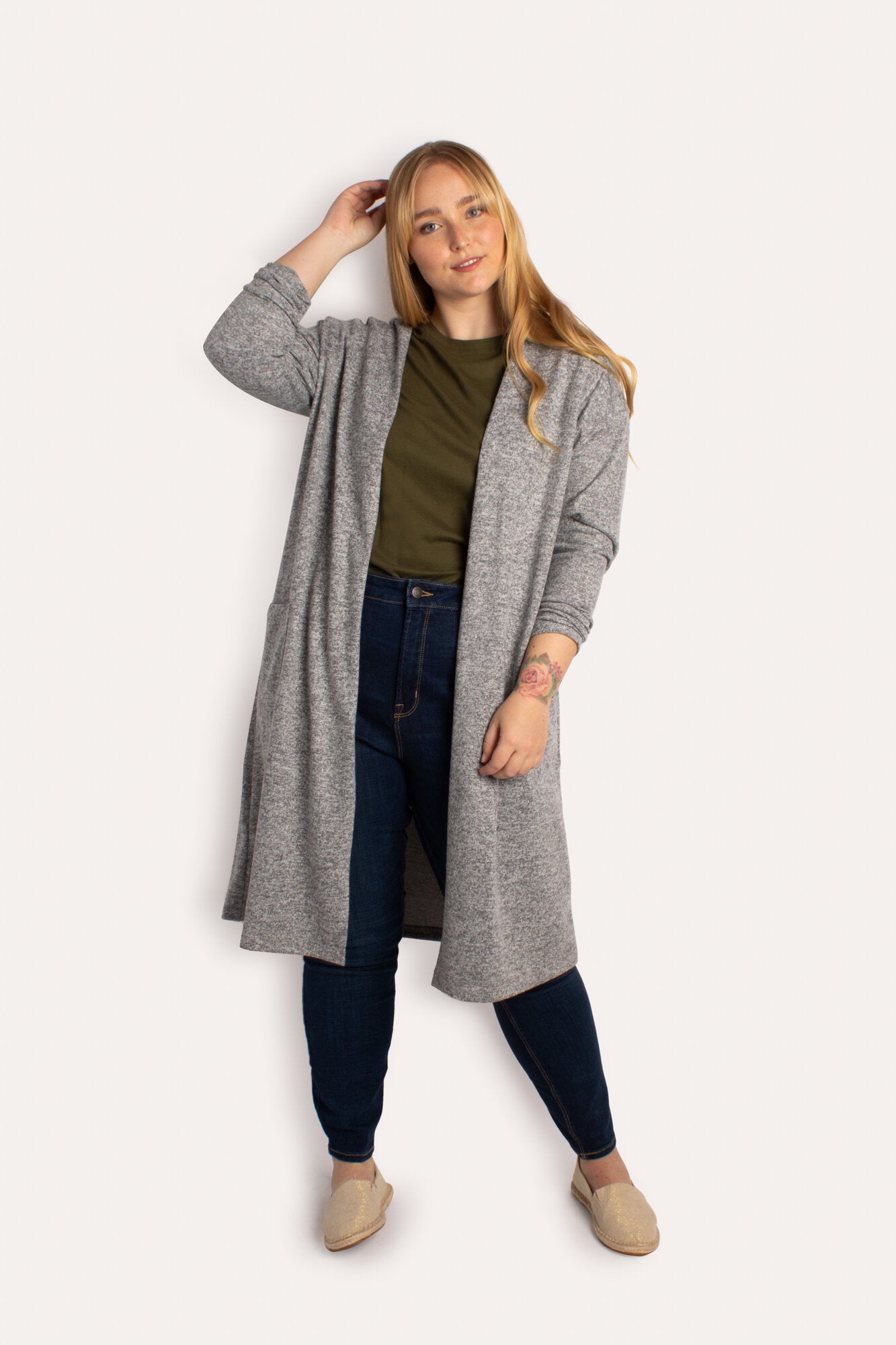 Curve Brushed Knit Duster Cardigan With Pockets