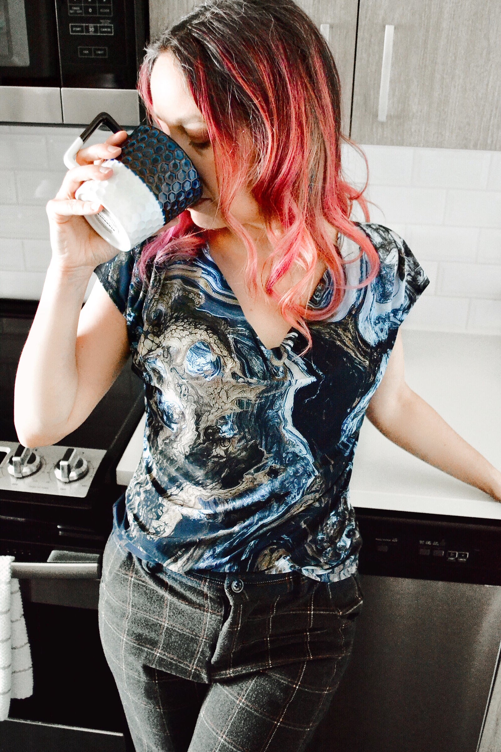 Drape Neck Cap Sleeve Tee