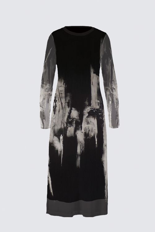 Long Sleeve Mesh Maxi Dress