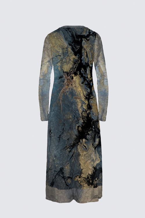 Long Sleeve Mesh Maxi Dress