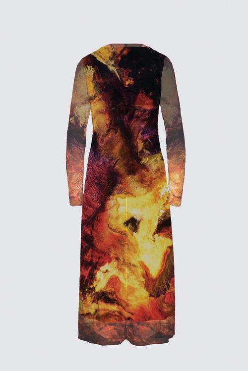 Long Sleeve Mesh Maxi Dress