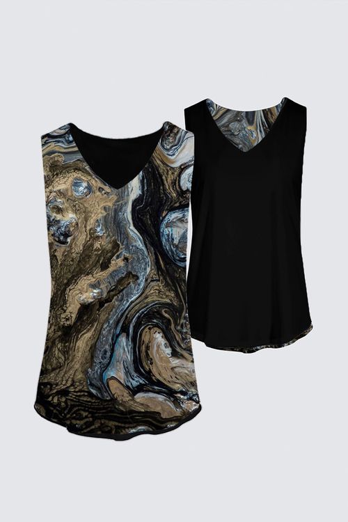 Reversible Sleeveless V-Neck Top