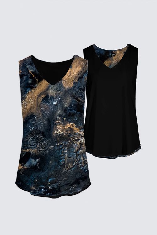 Reversible Sleeveless V-Neck Top
