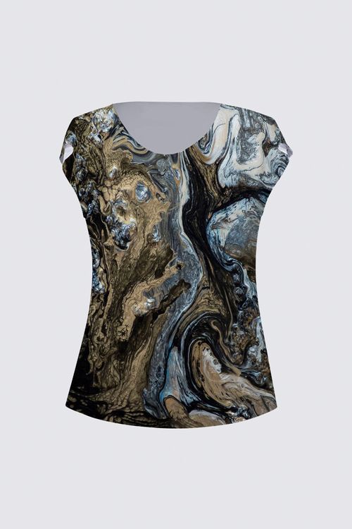 Drape Neck Cap Sleeve Tee