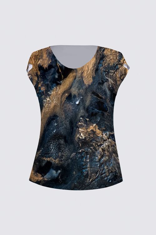 Drape Neck Cap Sleeve Tee