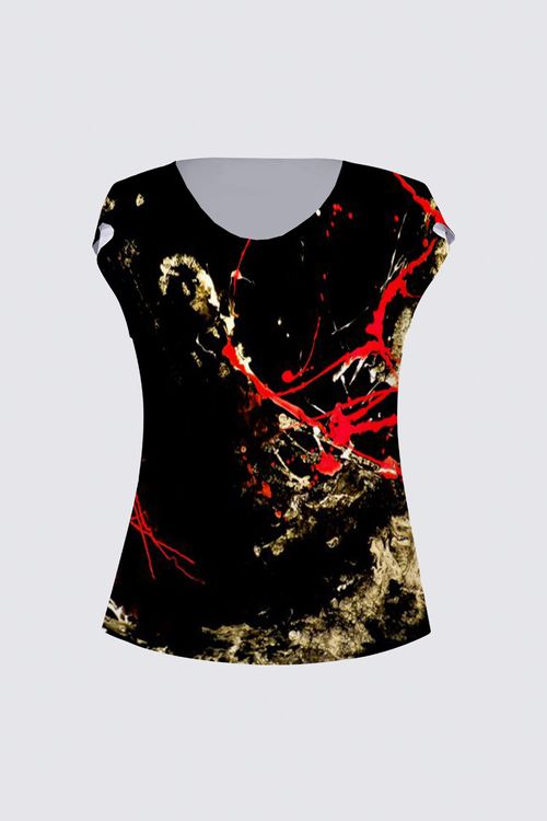 Drape Neck Cap Sleeve Tee