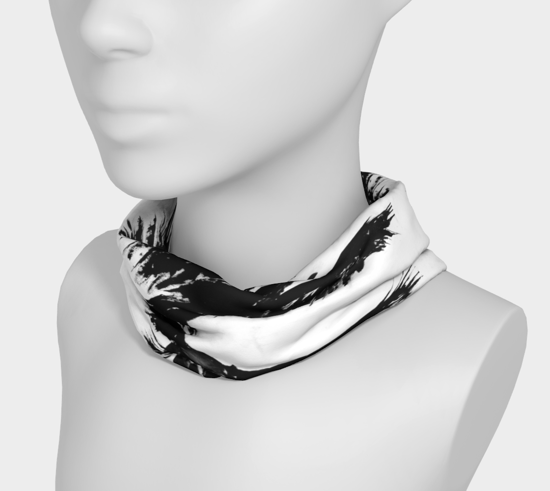 Black and white raven print wide headband