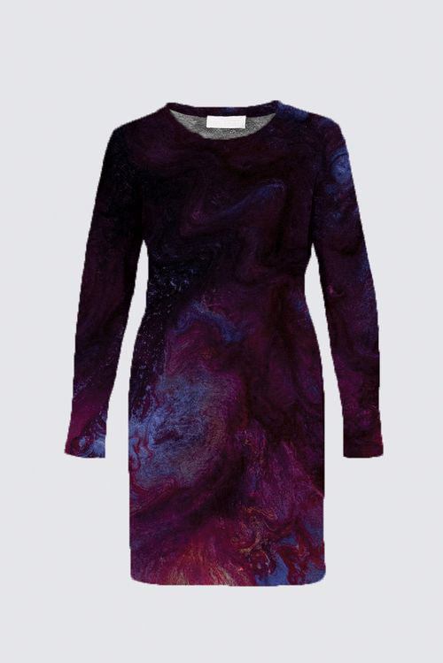 Curve Long Sleeve Brushed Knit Midi Dress