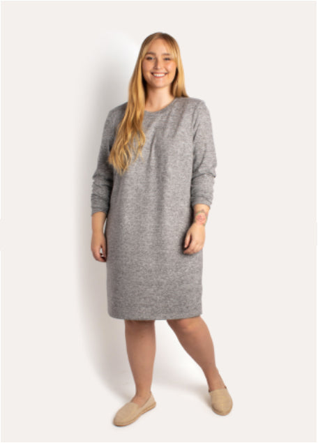 Curve Long Sleeve Brushed Knit Midi Dress