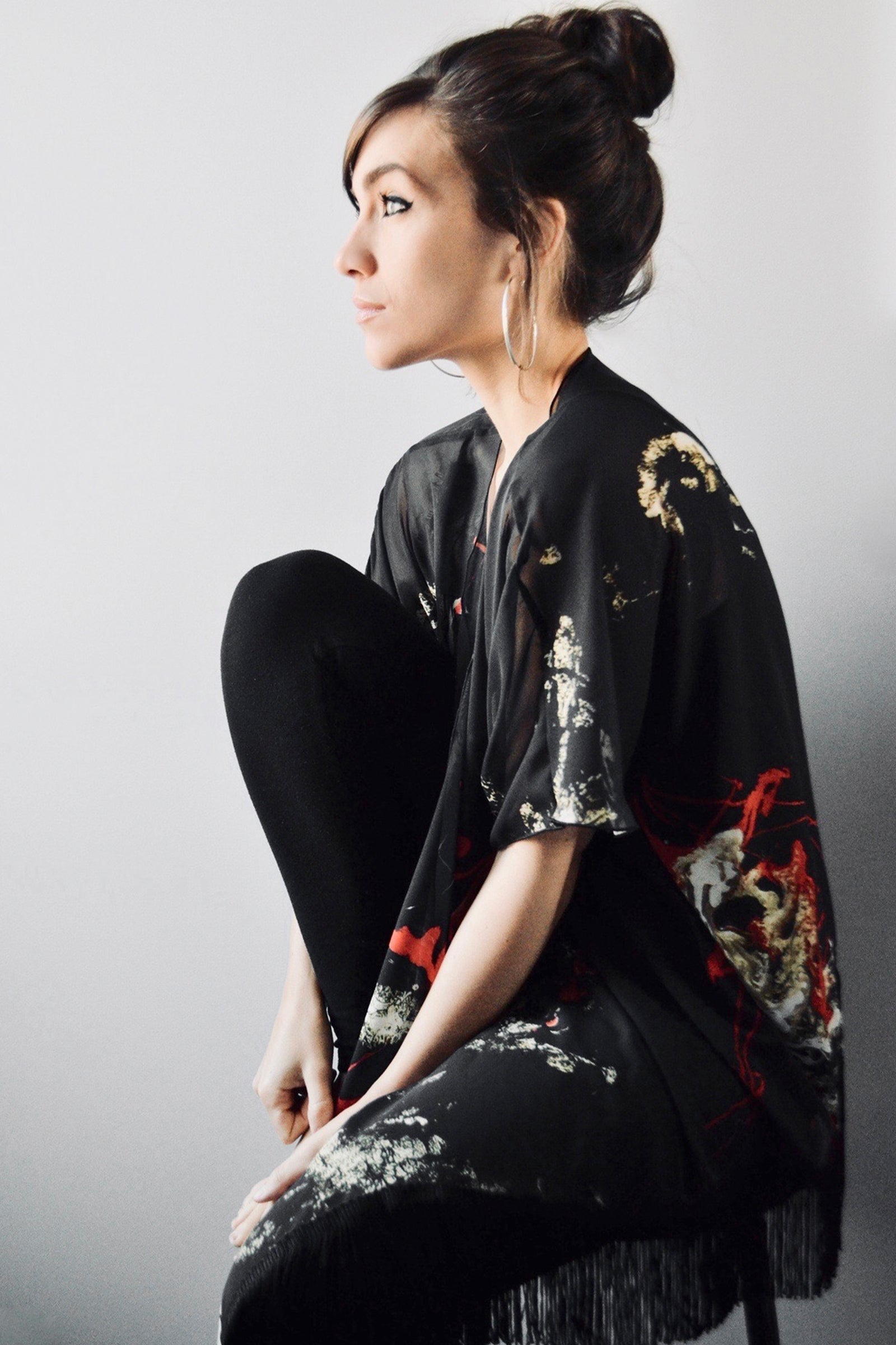 Draped Cover Up With Fringe