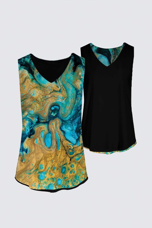 Reversible Sleeveless V-Neck Top
