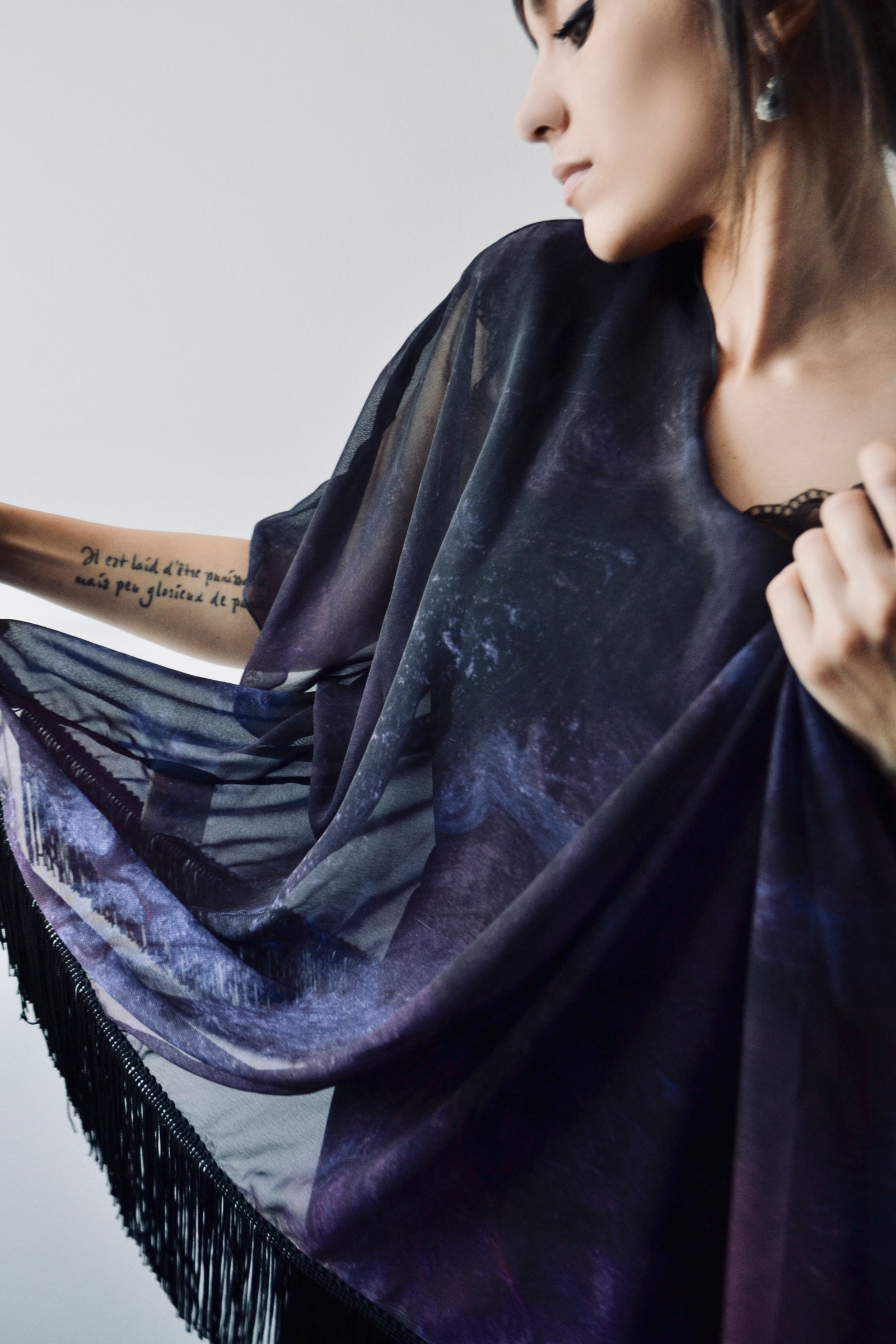 Draped Cover Up With Fringe