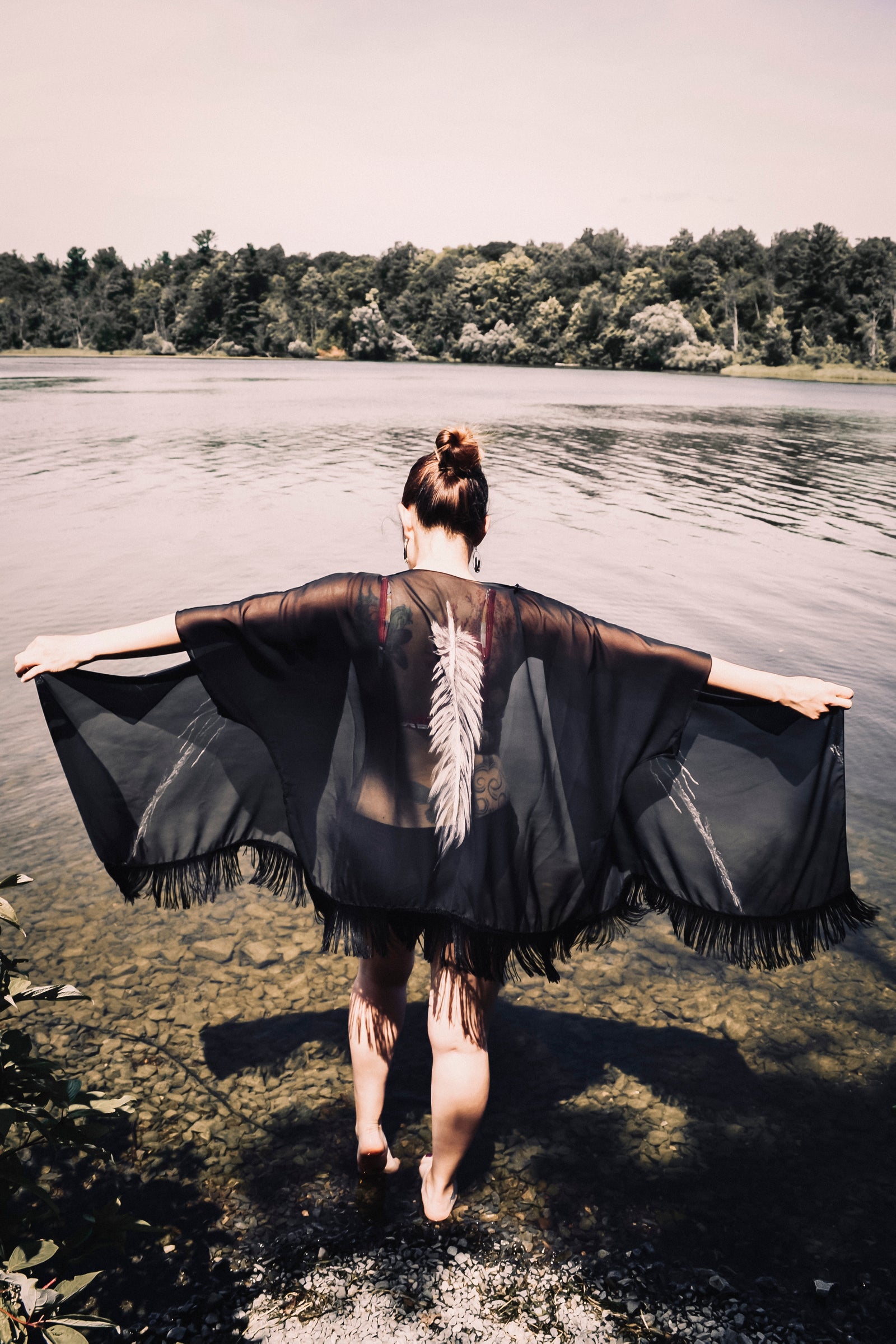 Draped Cover Up With Fringe