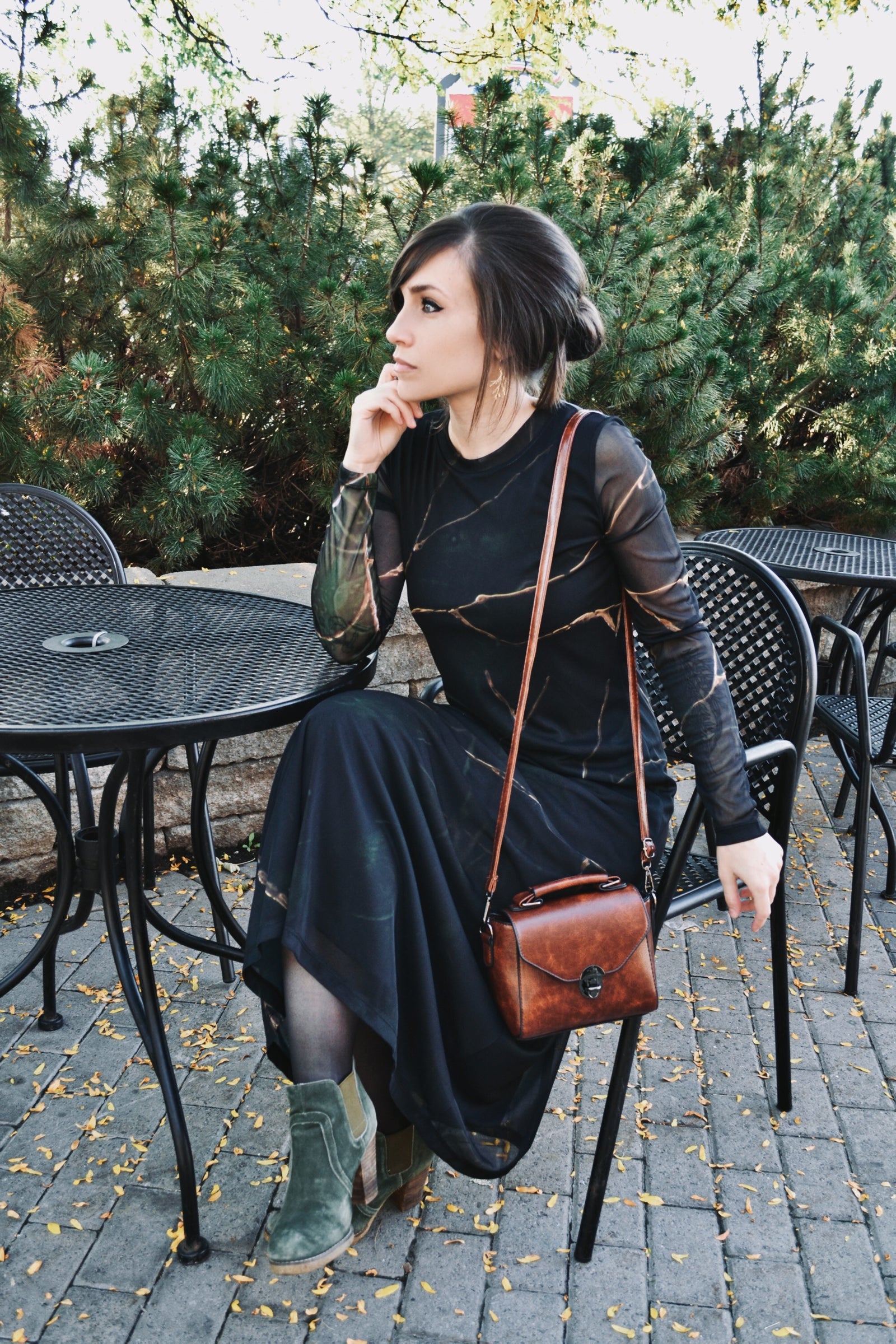 Long Sleeve Mesh Maxi Dress