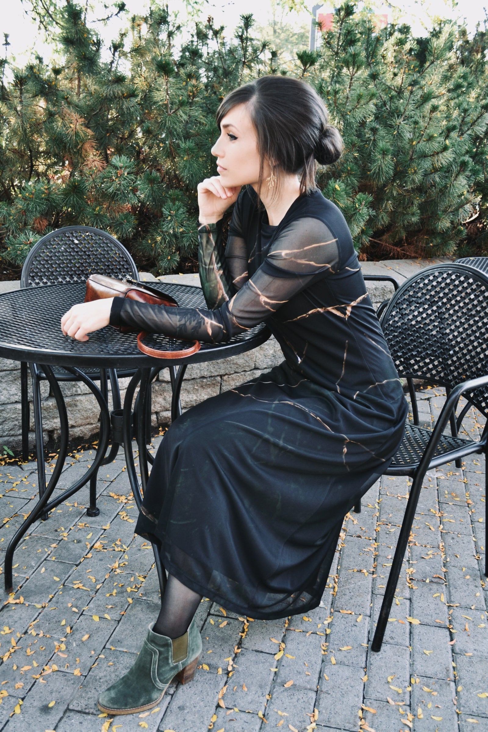 Long Sleeve Mesh Maxi Dress