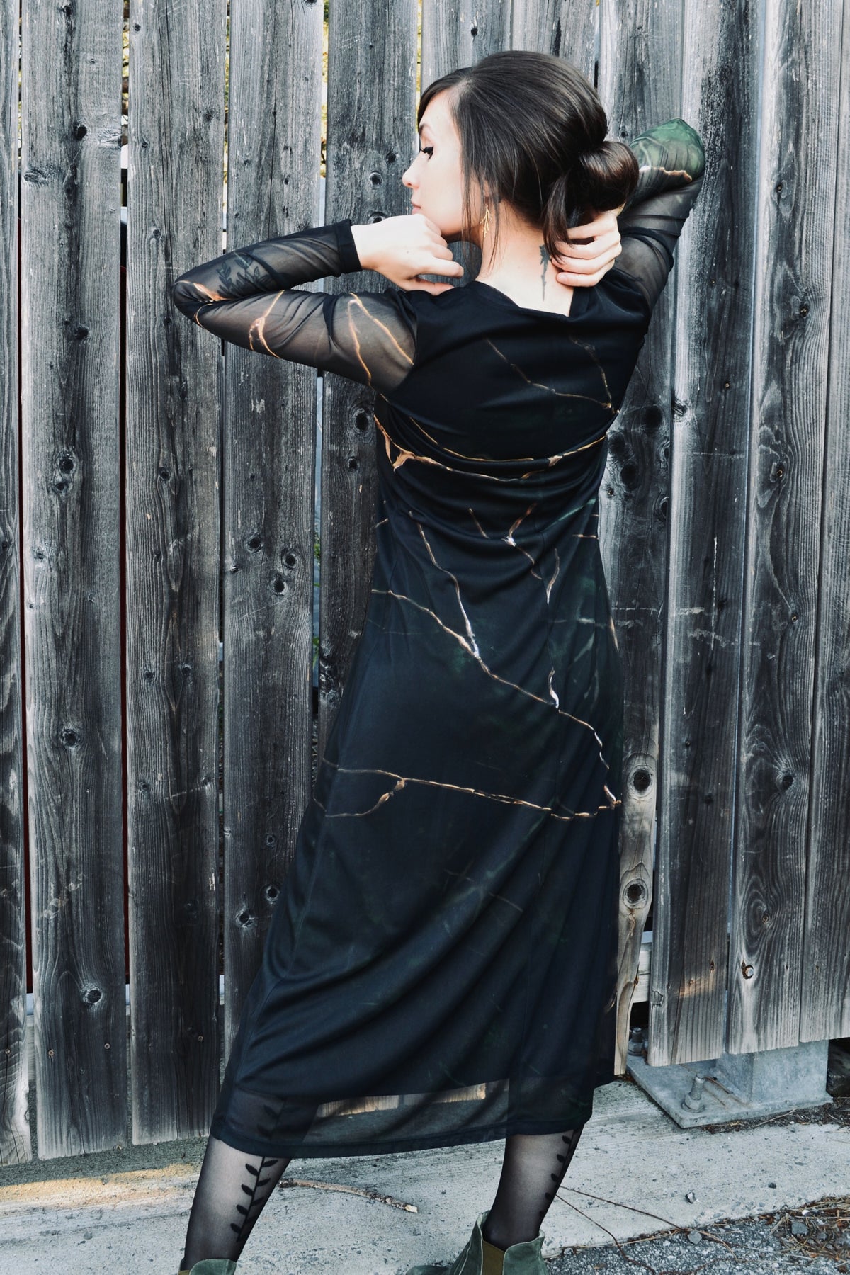 Long Sleeve Mesh Maxi Dress