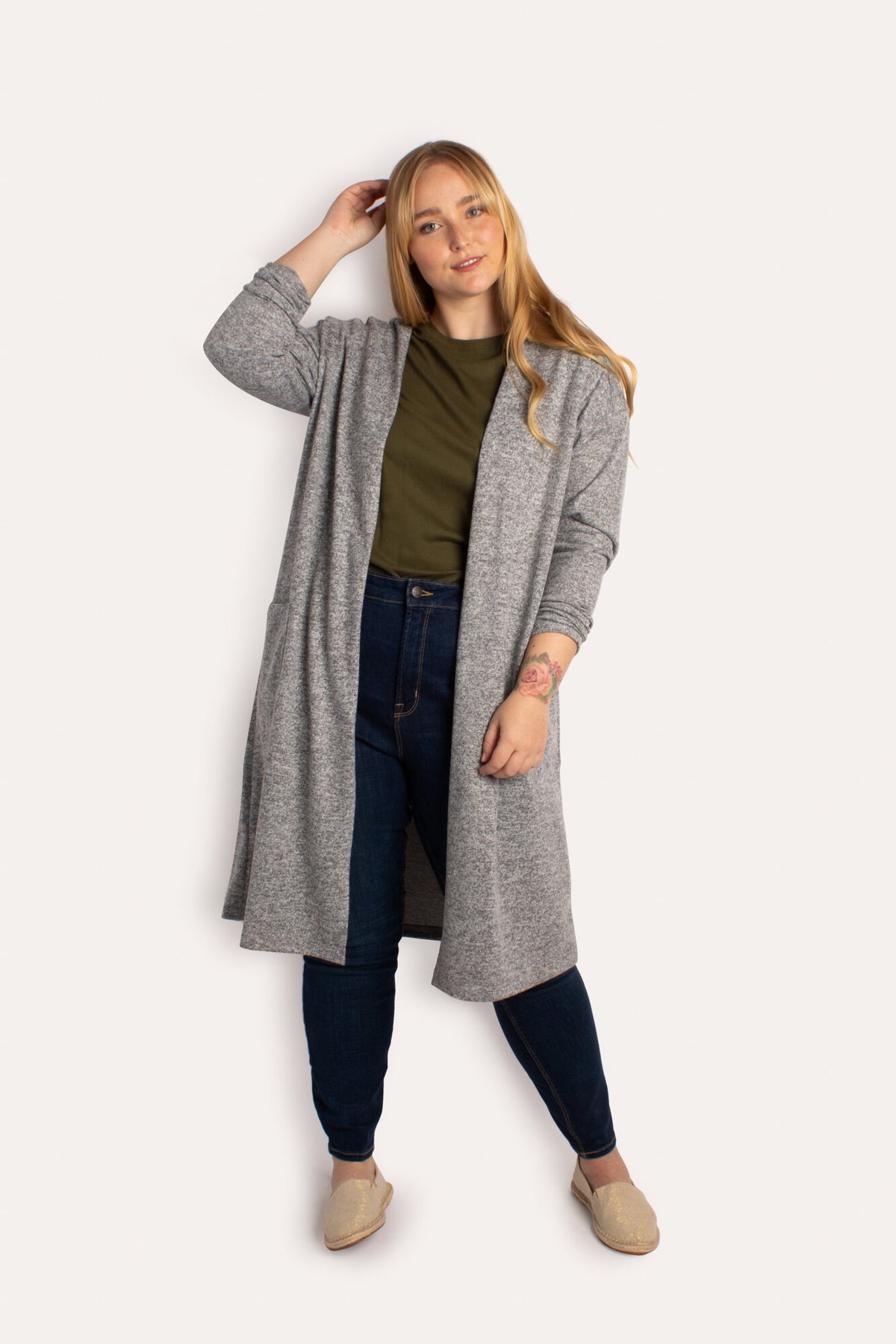 Curve Brushed Knit Duster Cardigan With Pockets