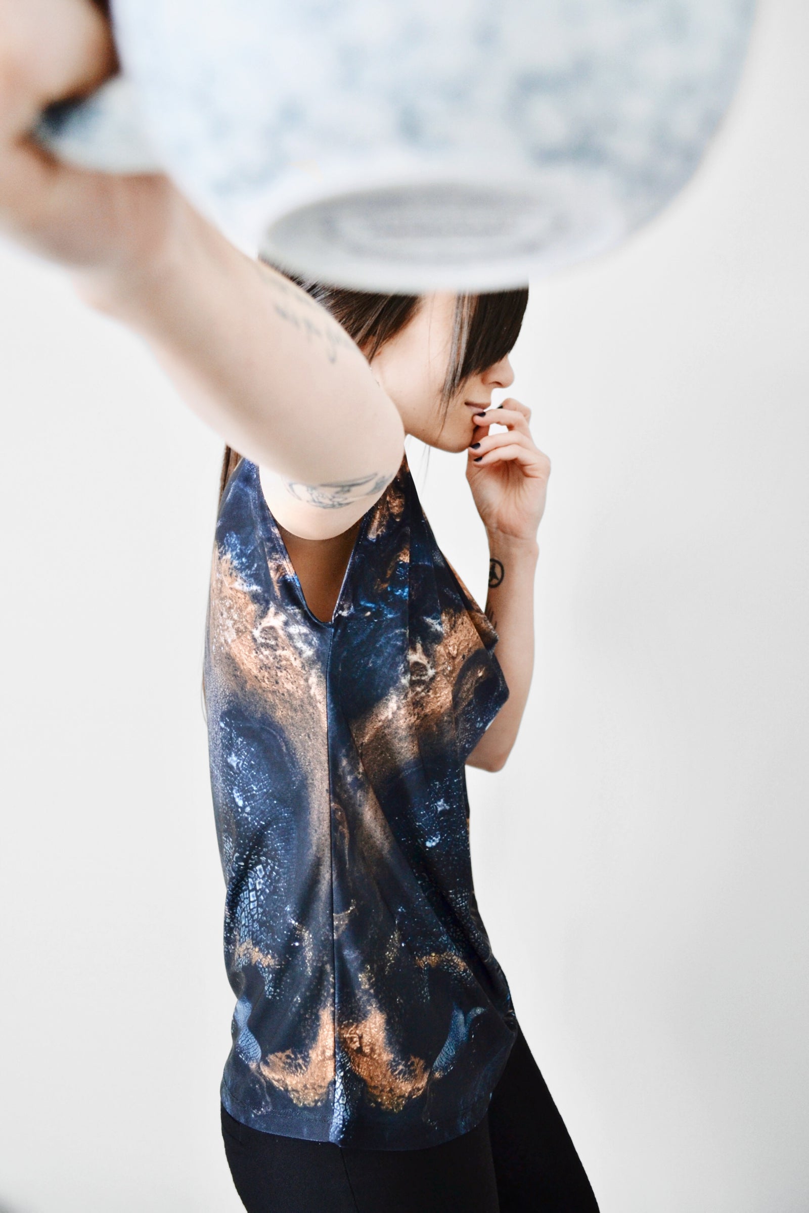 Drape Neck Cap Sleeve Tee