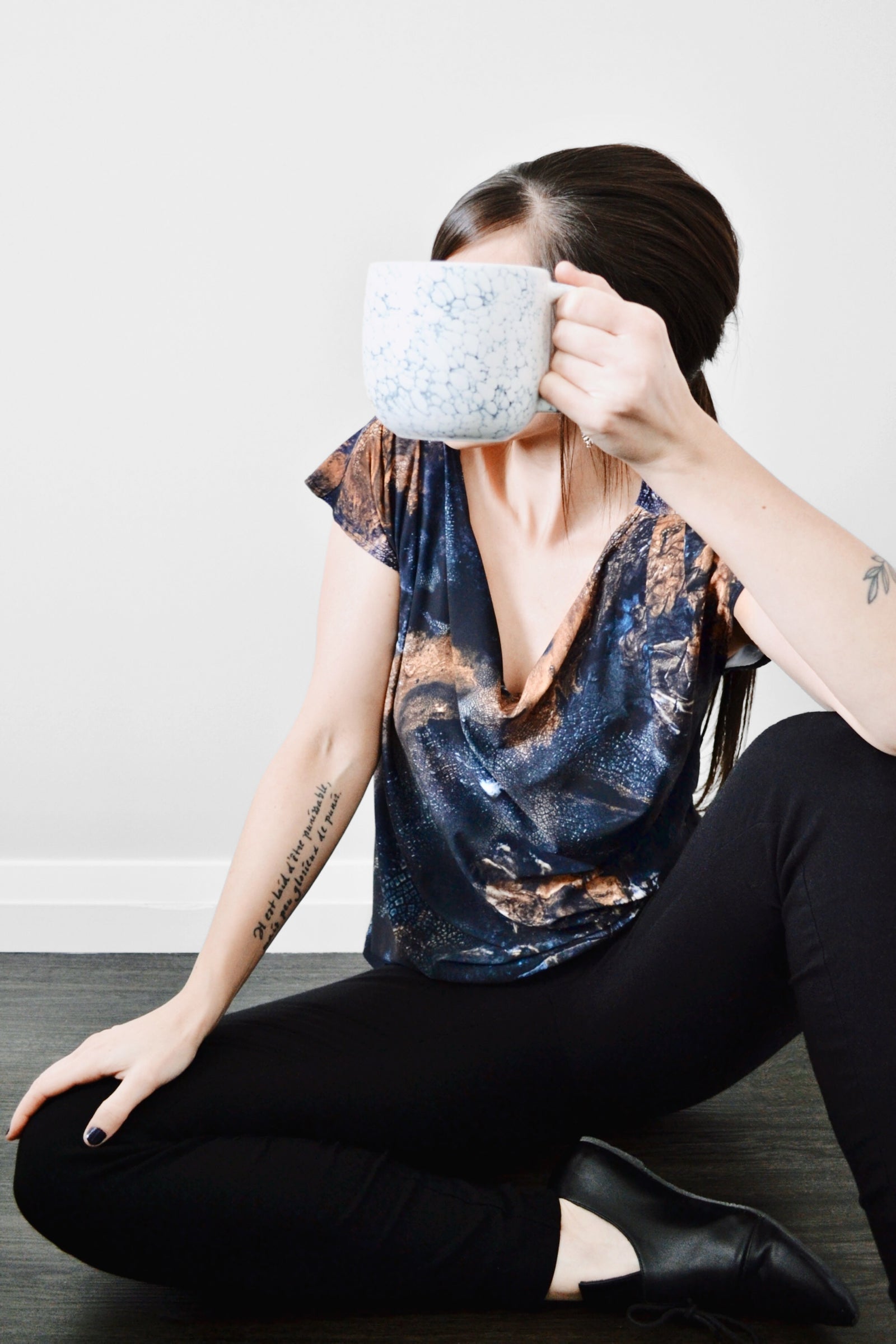 Drape Neck Cap Sleeve Tee