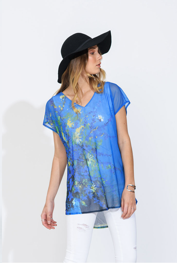 Short Sleeve V-Neck Chiffon Top