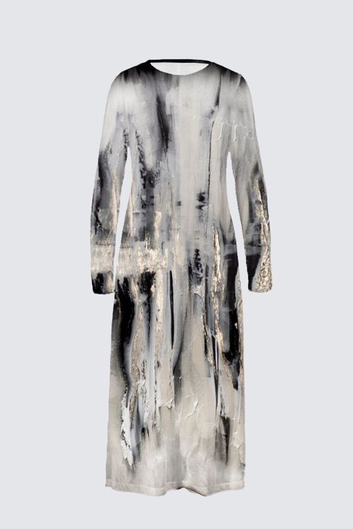 Long Sleeve Mesh Maxi Dress