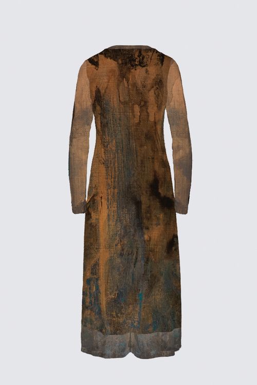 Long Sleeve Mesh Maxi Dress