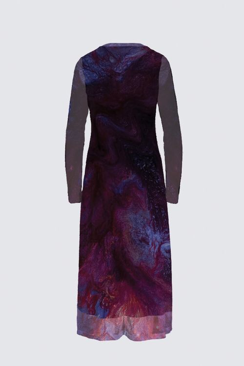 Long Sleeve Mesh Maxi Dress