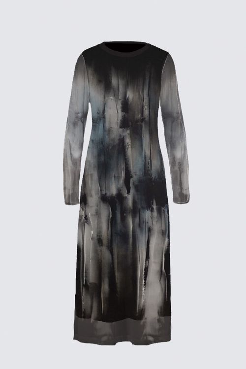 Long Sleeve Mesh Maxi Dress