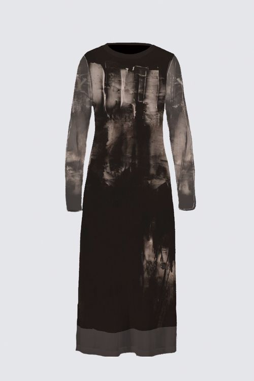 Long Sleeve Mesh Maxi Dress