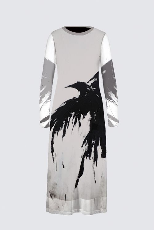 Long Sleeve Mesh Maxi Dress