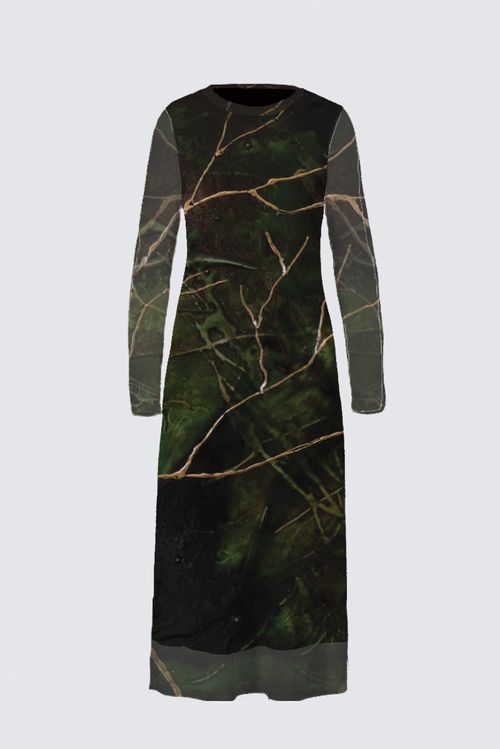 Long Sleeve Mesh Maxi Dress