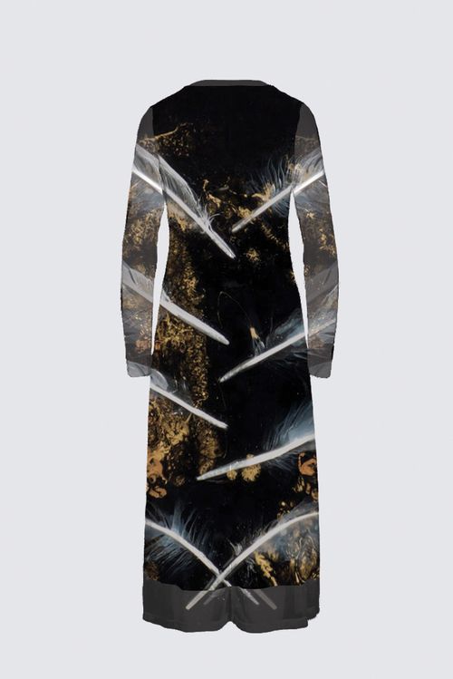 Long Sleeve Mesh Maxi Dress