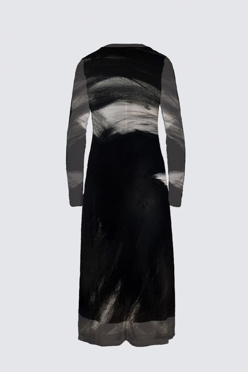 Long Sleeve Mesh Maxi Dress