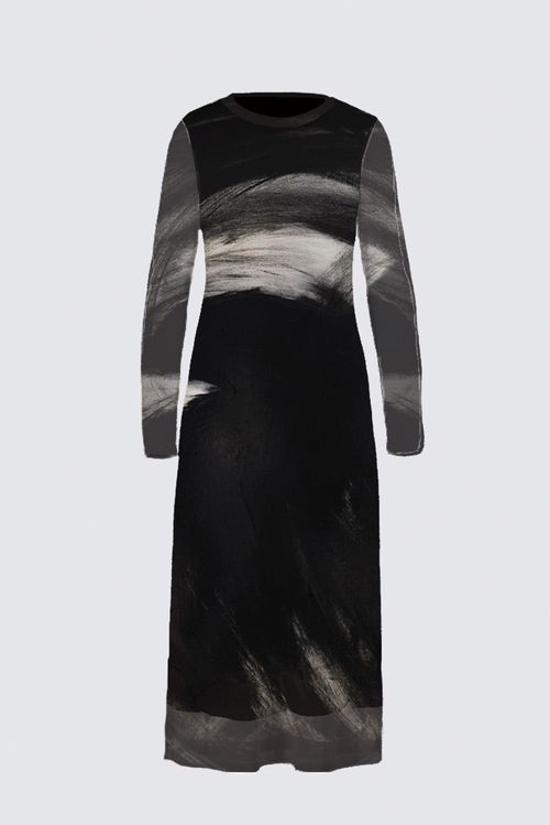 Long Sleeve Mesh Maxi Dress