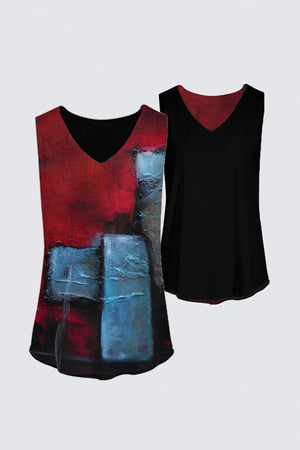 Reversible Sleeveless V-Neck Top