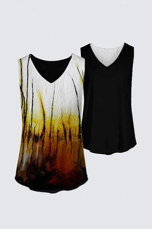 Reversible Sleeveless V-Neck Top