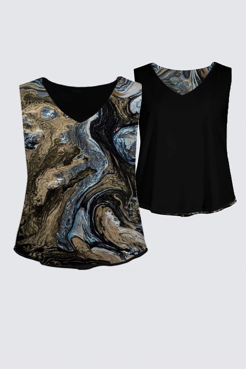 Curve Reversible Sleeveless V-Neck Top