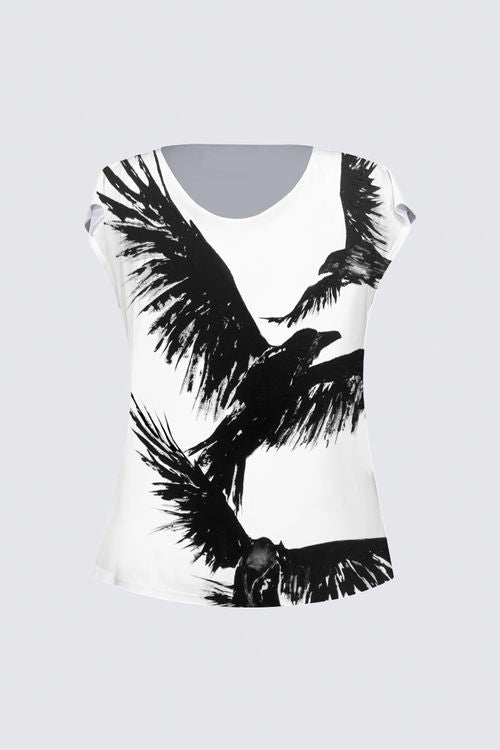 Drape Neck Cap Sleeve Tee