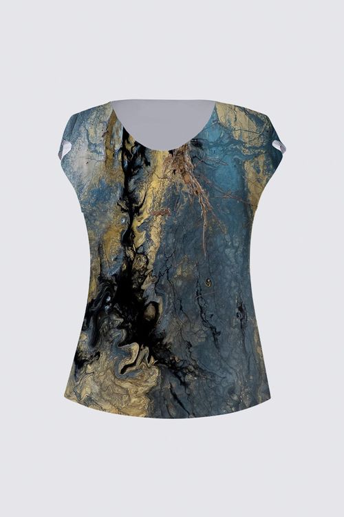 Drape Neck Cap Sleeve Tee