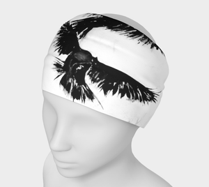 Black and white raven print wide headband