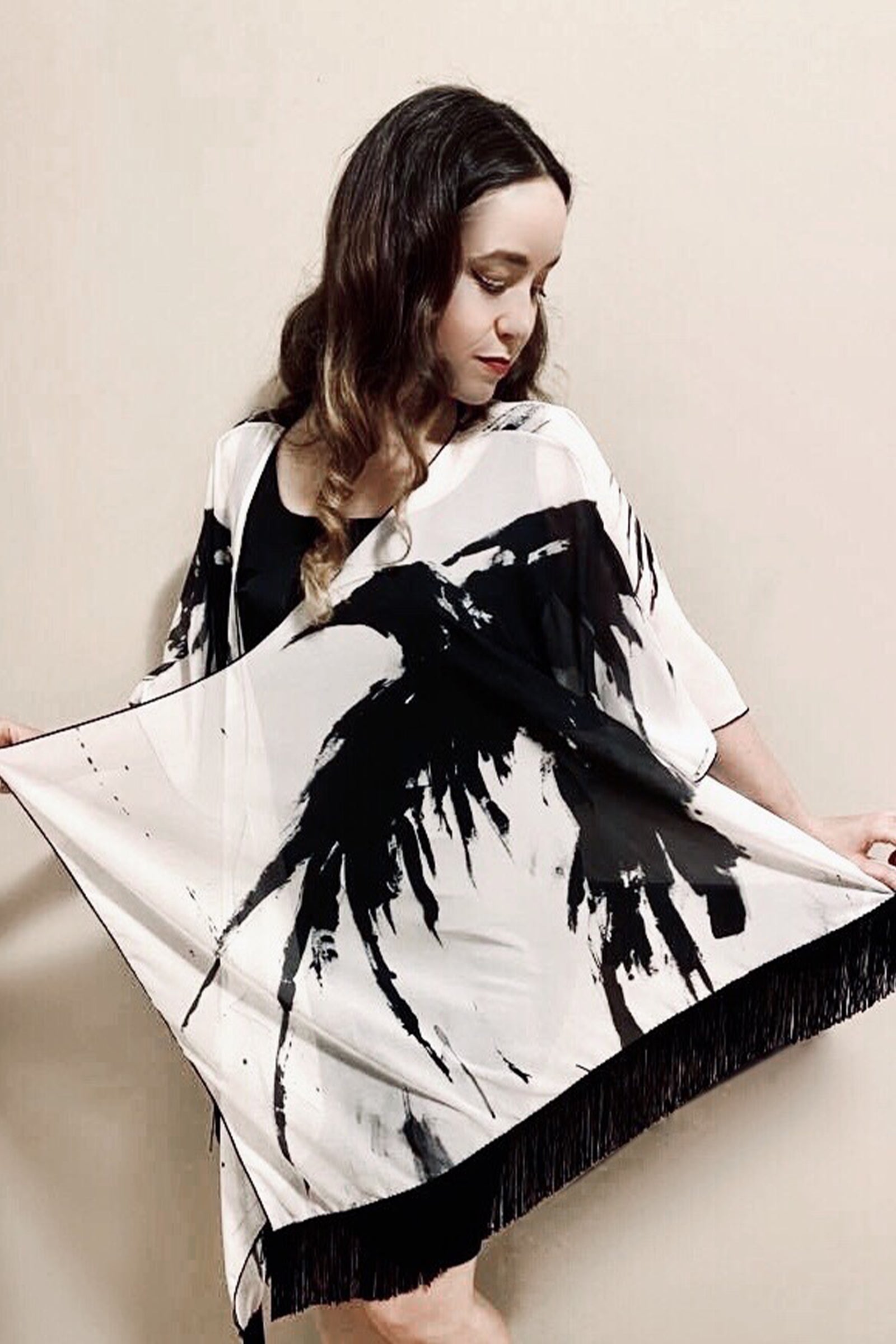 Draped Cover Up With Fringe