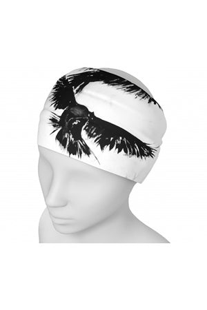 Black and white raven print wide headband