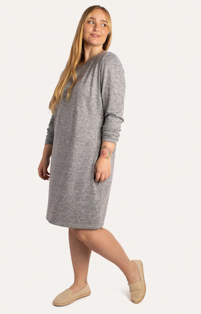 Curve Long Sleeve Brushed Knit Midi Dress