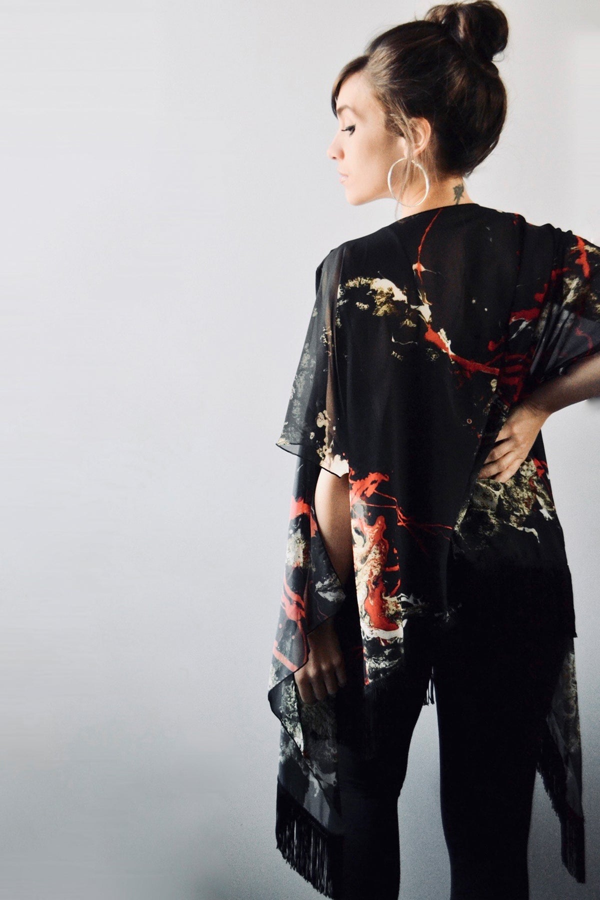 Draped Cover Up With Fringe