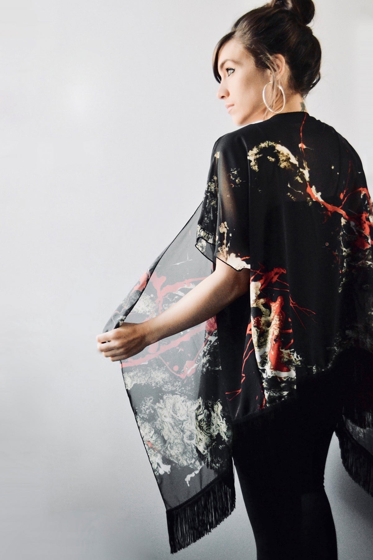 Draped Cover Up With Fringe