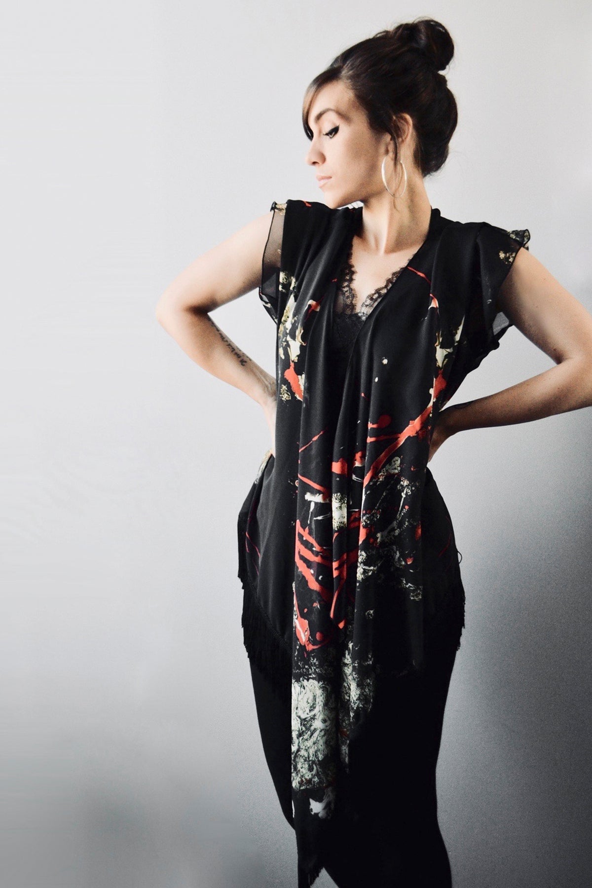 Draped Cover Up With Fringe