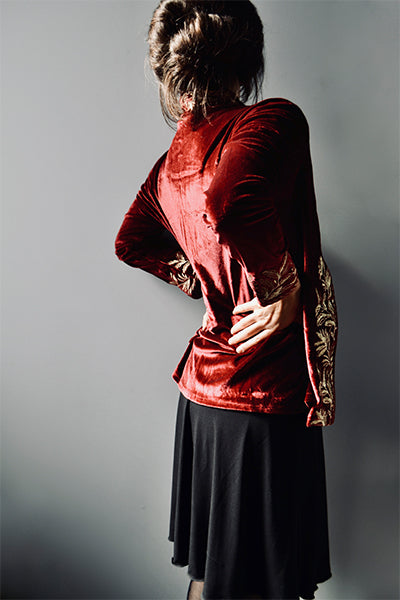 Blue, rust orange and purple abstract print reversible short skirt, little black skirt, above the knee skirt, two layer skirt