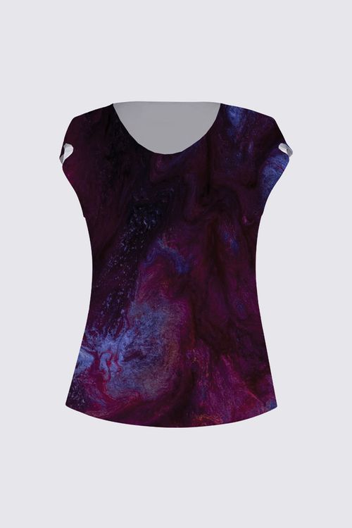 Drape Neck Cap Sleeve Tee